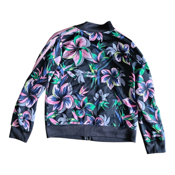 Girl's Adidas Full Zip Floral Jacket Coat - Picture 2 of 5